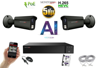 Monitorrs Security AI IP 2 kamerový set 5 Mpix GTube (6373K2)
